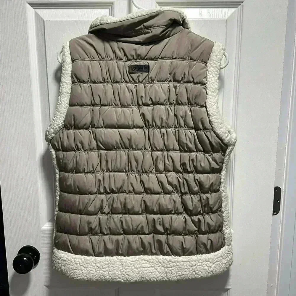 CALVIN KLEIN TAN AND CREAM SHERPA VEST